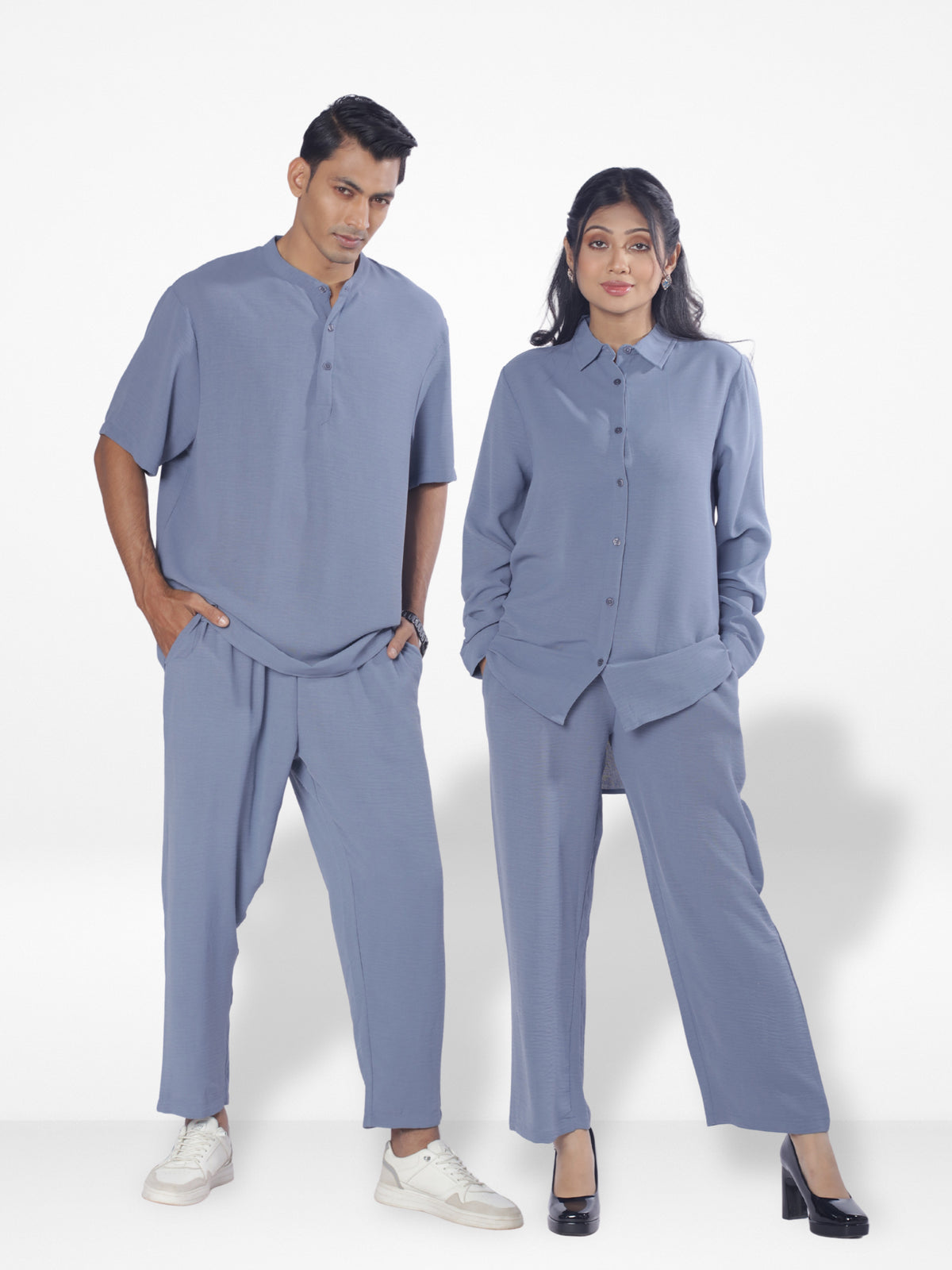 Couple Co-ord Set| Long Pant| Slate Blue