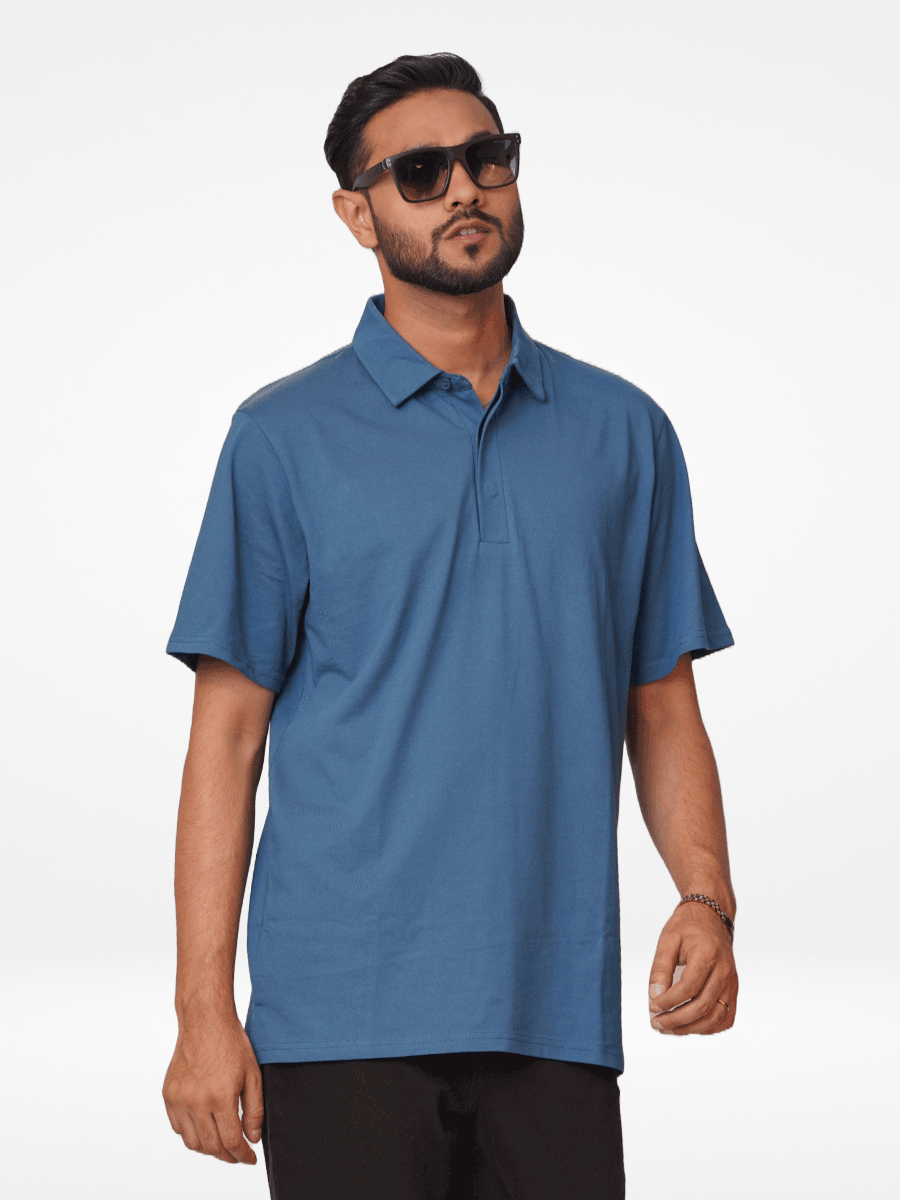 Men's Regular-Fit Mercerized Cotton Polo Shirt Cobalt Blue