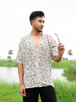Men’s All Over Printed Cuban Collar Shirt – Short Sleeve Casual Summer Shirt