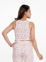 Women’s Crew Neck Crop Top | Sleeveless Printed Top for Women | Soft Stretch Yummy Rib Fabric | Casual Lounge & Party Wear - Egret