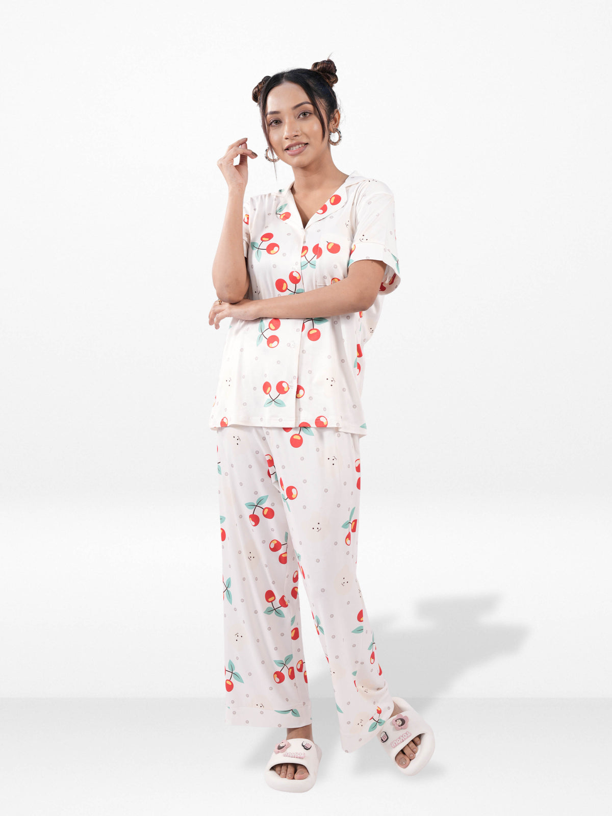 Women’s Printed Night Suit Set – Shirt & Pyjama | Soft Nightwear Dress, 2 Piece Sleepwear for Women, Comfortable Loungewear