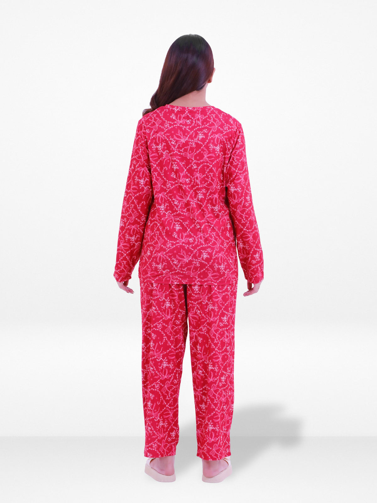 Women’s Crew Neck Collar Sleepwear Set – Long- Sleeve All Over Print Pajama Top &amp; Shorts | Soft, Lightweight &amp; Comfortable Nightwear