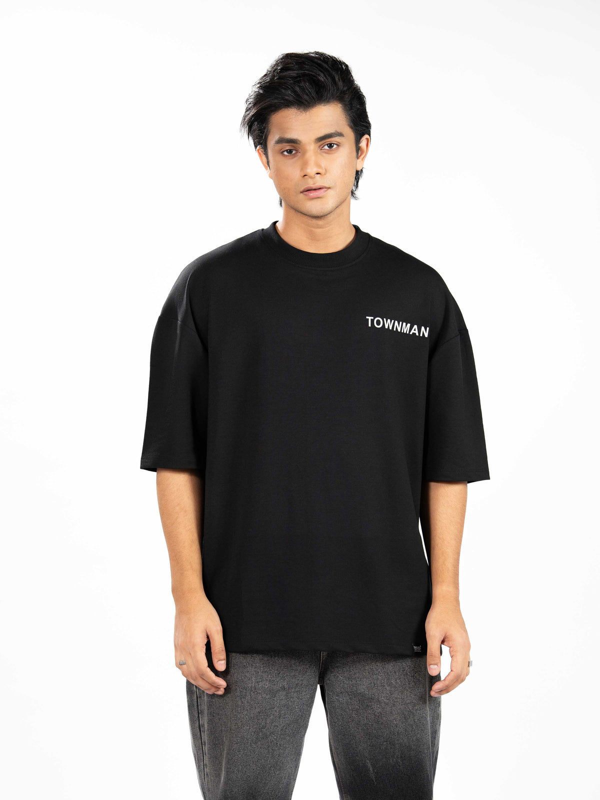 Men’s Oversized Drop Shoulder Graphic T-Shirt – Short Sleeve Crew Neck Tee | Casual Streetwear Top with Front & Back Print
