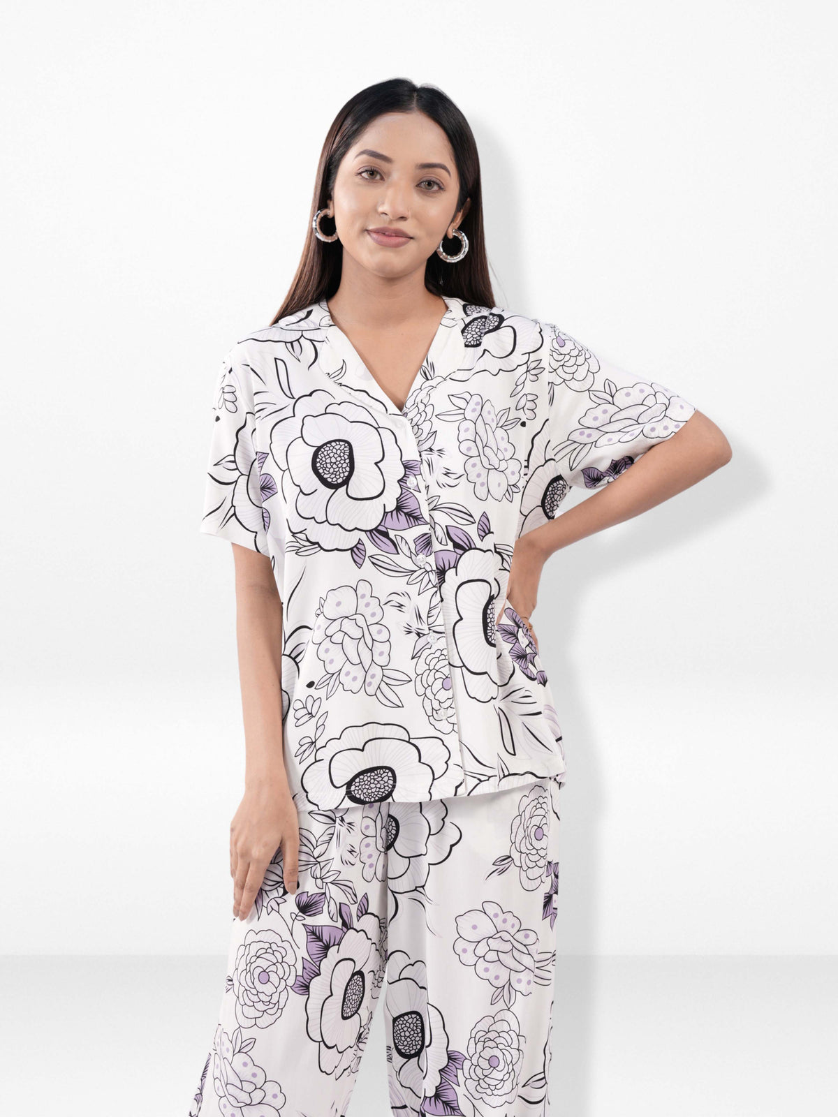 Women’s Short SleeveSleepwear Set – Notch Collar 2 Piece Pajama Outfit | Comfy Nightwear, Soft Summer Lounge Set for Women