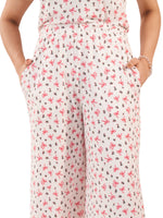 Women's Casual Pants Trendy Loose Trousers High Waist Wide Leg Cropped Palazzo with Pockets