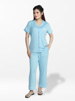 Women Solid Night Suit Set of Shirt & Pyjama, Night wear DressWomen’s Printed Night Suit Set – Shirt &amp; Pyjama | Soft Nightwear Dress, 2 Piece Sleepwear for Women, Comfortable Loungewear