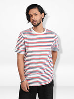 Men’s Striped Henley Neck T-Shirt – Regular Fit Short Sleeve Tee | Soft Stretch Casual Wear