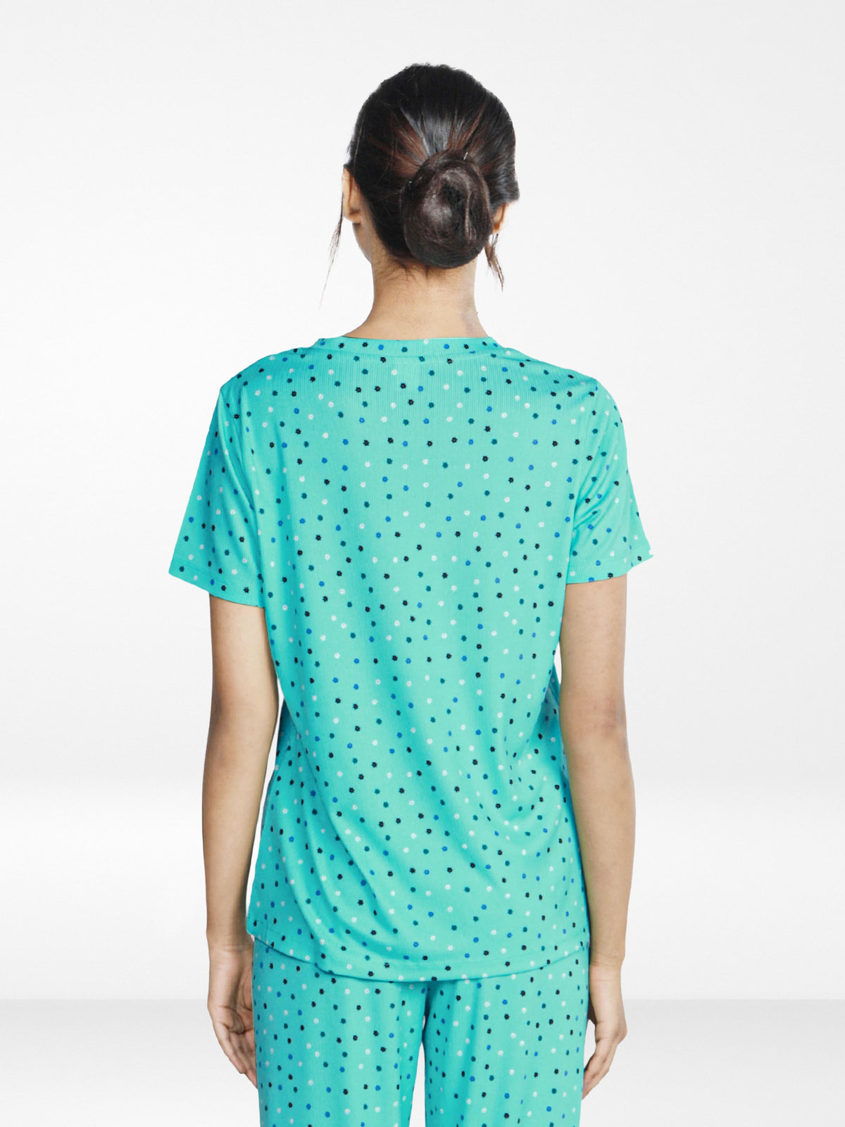 Women’s All Over Printed Short Sleeve Lounge Top | Soft Stretch Yummy Rib Fabric | Crew Neck Casual Sleepwear & Loungewear Top - Florida