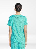 Women’s All Over Printed Short Sleeve Lounge Top | Soft Stretch Yummy Rib Fabric | Crew Neck Casual Sleepwear & Loungewear Top - Florida