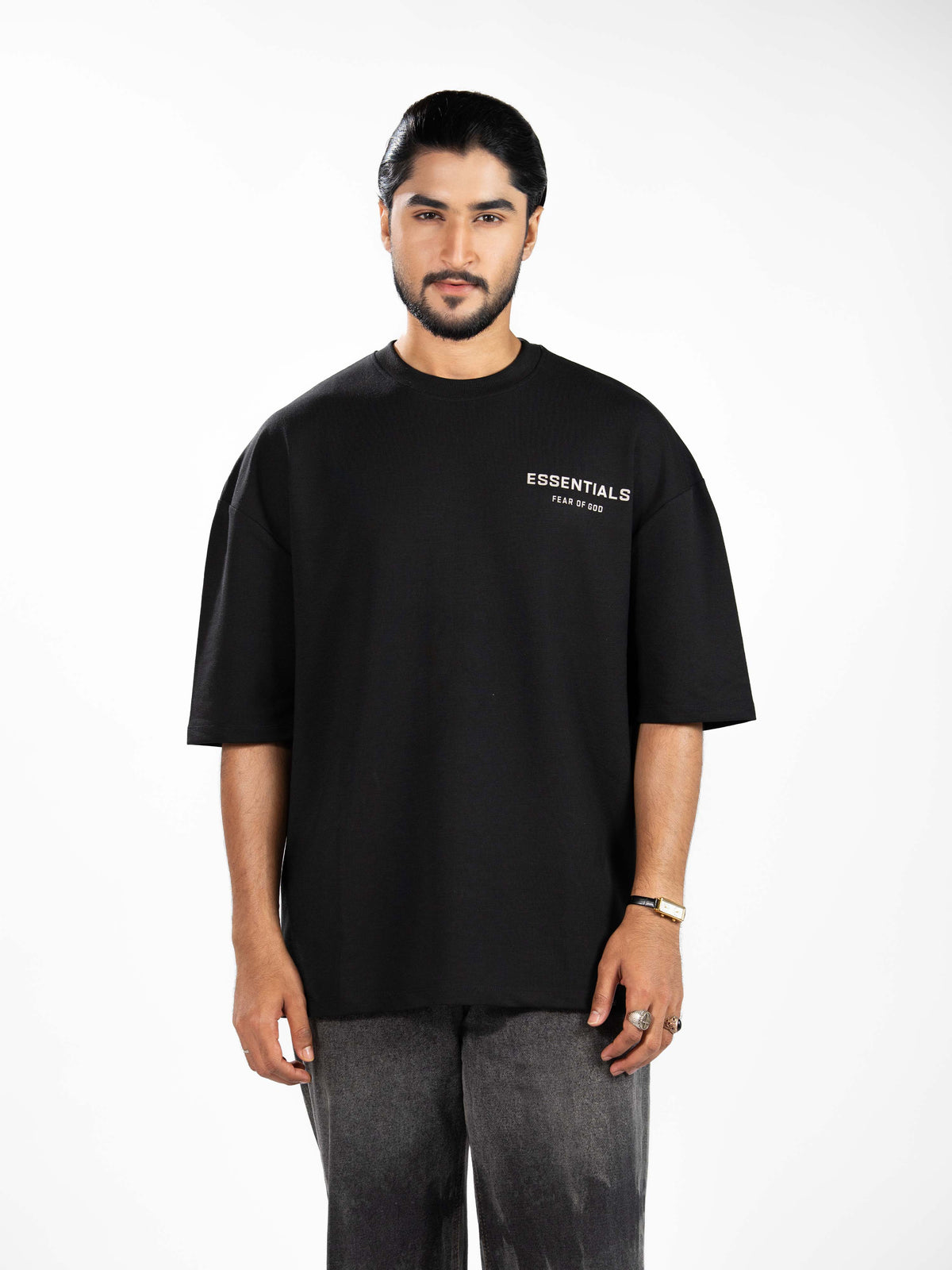 Men’s Oversized Drop Shoulder Graphic T-Shirt – Short Sleeve Crew Neck Tee | Casual Streetwear Top with Front & Back Print