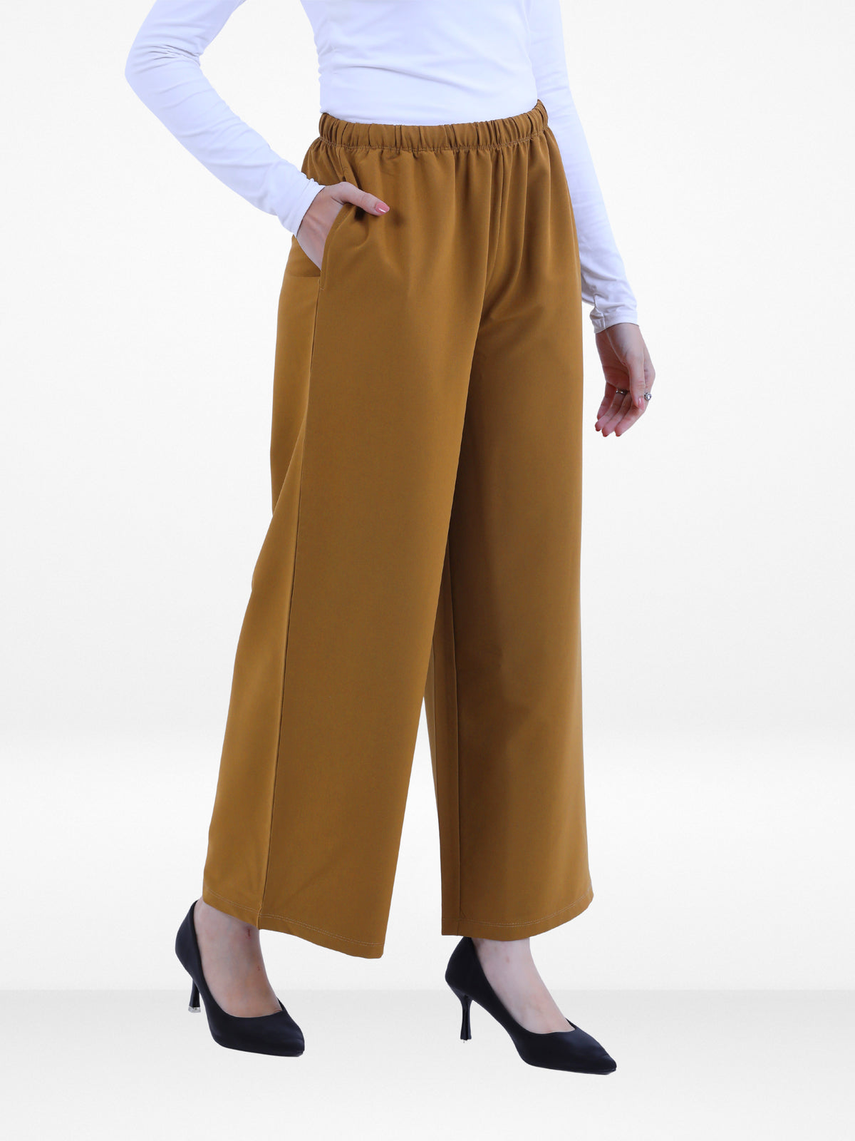 Women’s Cozy Open Leg Palazzo Sweatpants – Soft Relaxed Fit Lounge Pants with Drawstring Waist & Side Pockets |Khaki