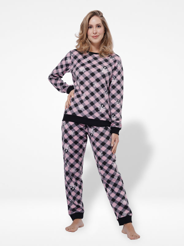 Classy Check Women Christmas Wear Pyjama Set