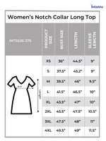 Women’s Notch Collar Long Top – Short Sleeve Casual Tunic | Stylish Everyday Wear Blouse