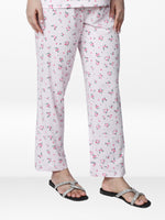 Women’s All Over Printed Lounge Pants | Soft Stretch Yummy Rib Fabric | Drawstring Waist Casual Sleepwear & Pajama Trousers - Pink