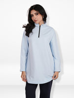 Women’s High Neck Half Zip Pullover Sweatshirt – Long Sleeve | Trendy Relaxed Fit