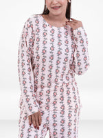 Women’s Long-Sleeve Crew Neck Pajama Top | All-Over Print Sleepwear Shirt | Soft & Stretchy Yummy Rib Fabric | Lounge Top - Blushing Bride Rose