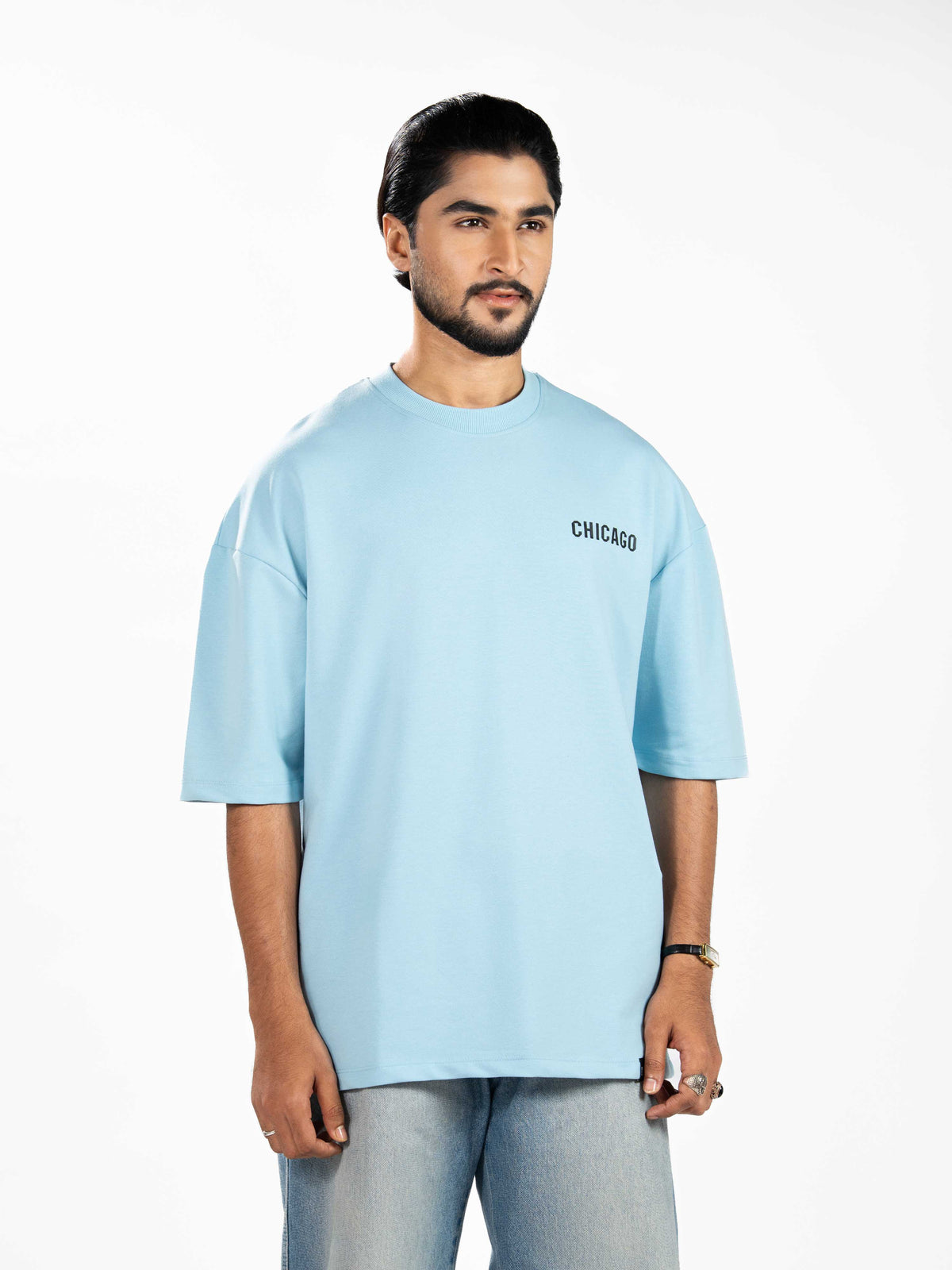 Men’s Oversized Drop Shoulder Graphic T-Shirt – Short Sleeve Crew Neck Tee | Casual Streetwear Top with Front & Back Print