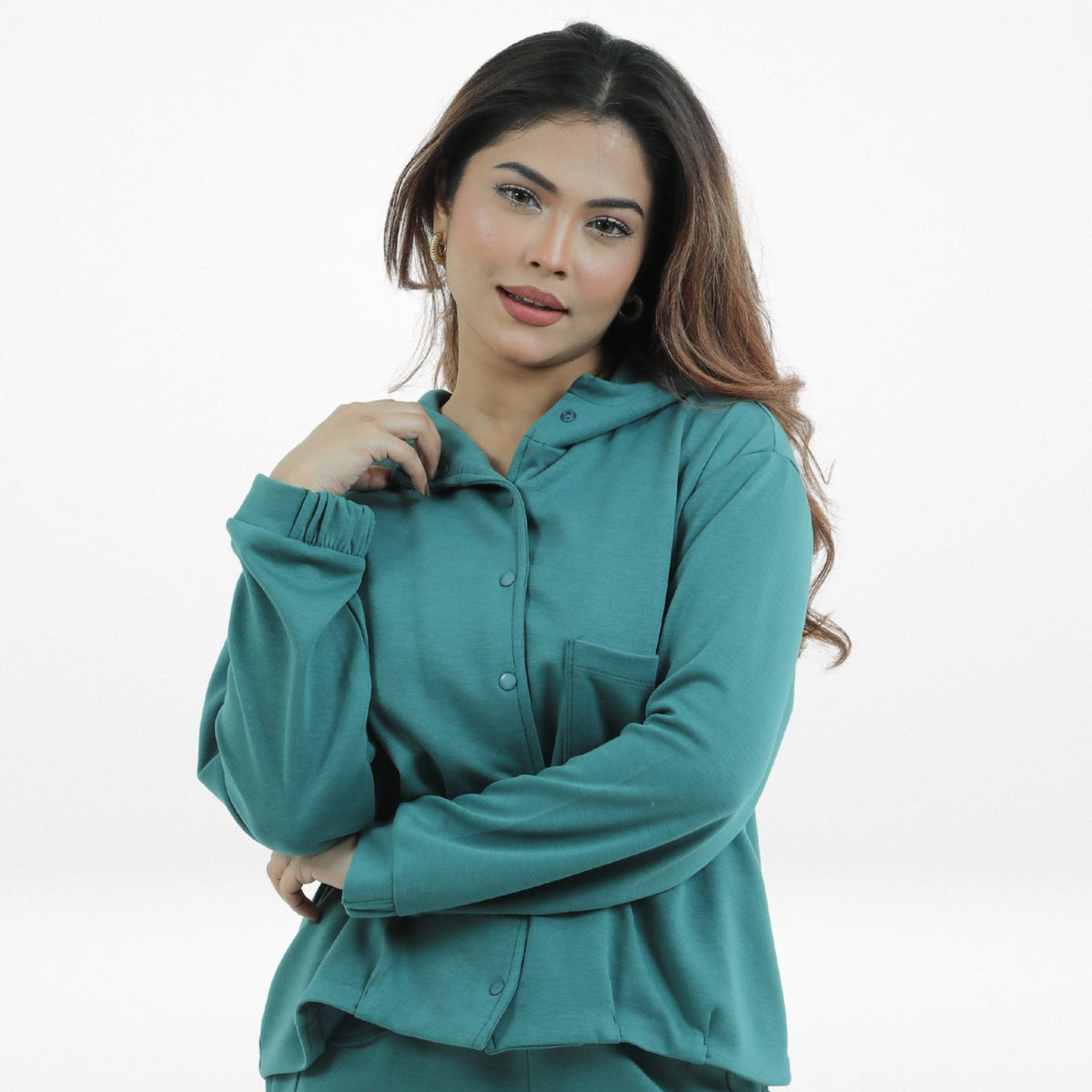 Women Button Down Hoodie – Long Sleeve Pullover Fall Winter Jacket, Casual Warm Outerwear for Everyday Wear