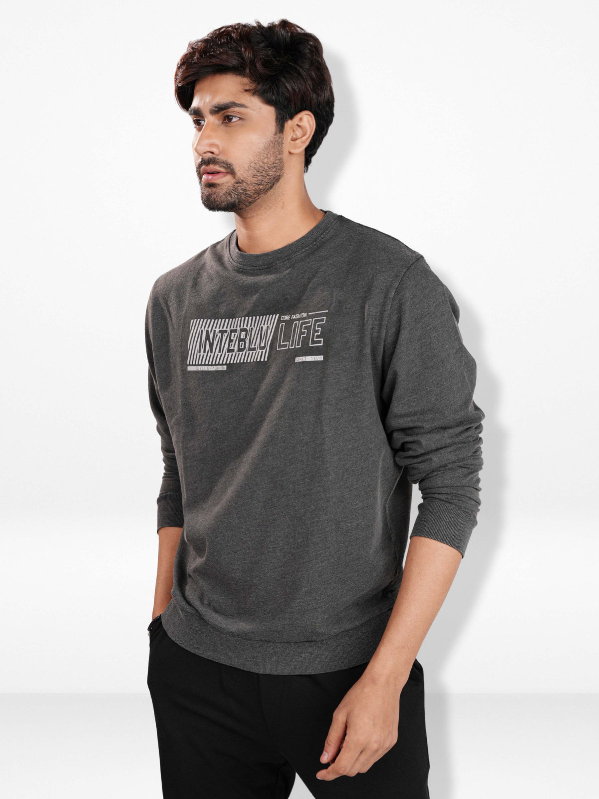 Men’s Graphic Crew Neck Sweatshirt – Soft Cotton Blend Long Sleeve Pullover | Casual Everyday Comfort Wear