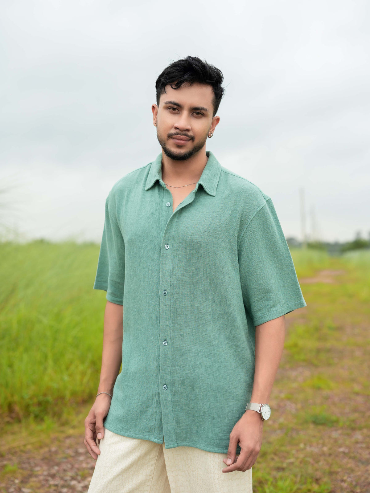Men’s Relaxed Fit Shirt – Breathable Half Sleeve Plain Shirt