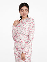Women's Henley Long Sleeve Printed Top – Soft &amp; Stretchy Rib Knit Casual T-Shirt