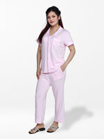 Women Solid Night Suit Set of Shirt & Pyjama, Night wear DressWomen’s Printed Night Suit Set – Shirt &amp; Pyjama | Soft Nightwear Dress, 2 Piece Sleepwear for Women, Comfortable Loungewear