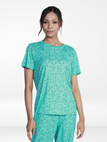 Women’s All Over Printed Short Sleeve Lounge Top | Soft Stretch Yummy Rib Fabric | Crew Neck Casual Sleepwear & Loungewear Top - Florida