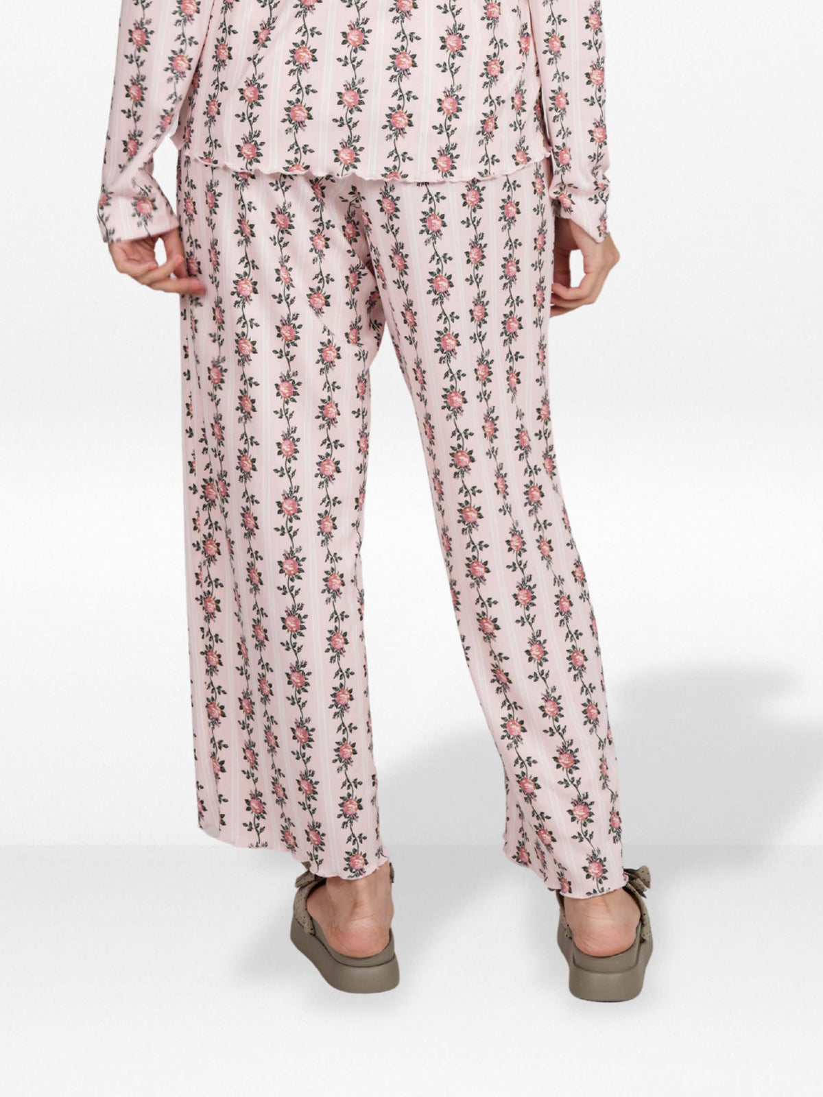 Women's Floral Printed Wide Leg Pants – Soft Yummy Rib Casual Trousers