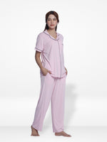 Women Solid Sleepwear Short Sleeve Pyjama Set