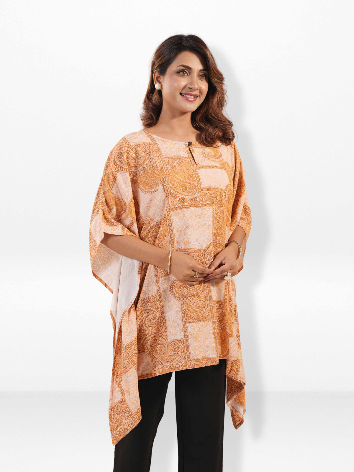 Women’s All Over Print Kaftan Tunic – Flowy Casual Top | Lightweight Summer & Resort Wea