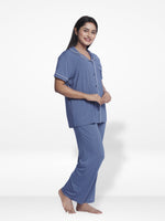 Women Solid Sleepwear Short Sleeve Pyjama Set