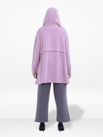 Women’s Soft Pastel Longline Hooded Jacket –Casual Outerwear with Snap Button Closure & Side Pockets