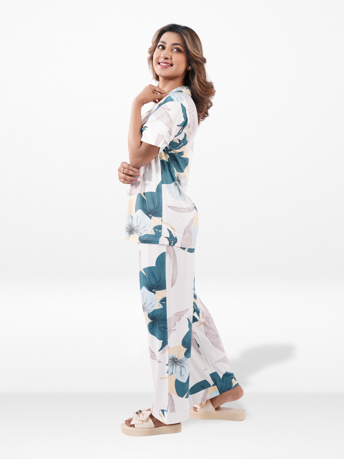 Women’s Printed Night Suit Set – Shirt & Pyjama | Soft Nightwear Dress, 2 Piece Sleepwear for Women, Comfortable Loungewear