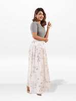 Women’s All Over Printed Maxi Skirt – Summer Pleated High Waist Casual Long Skirt