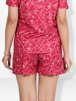 Women’s Pajama Shorts | Printed Sleepwear Shorts | Soft Stretch Yummy Rib Fabric | Elastic Waist Lounge Shorts for Women - Crimson