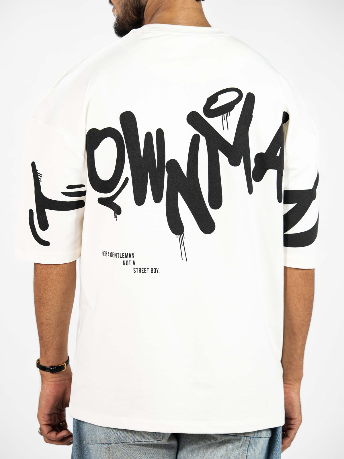 Men’s Oversized Drop Shoulder Graphic T-Shirt – Short Sleeve Crew Neck Tee | Casual Streetwear Top with Front & Back Print
