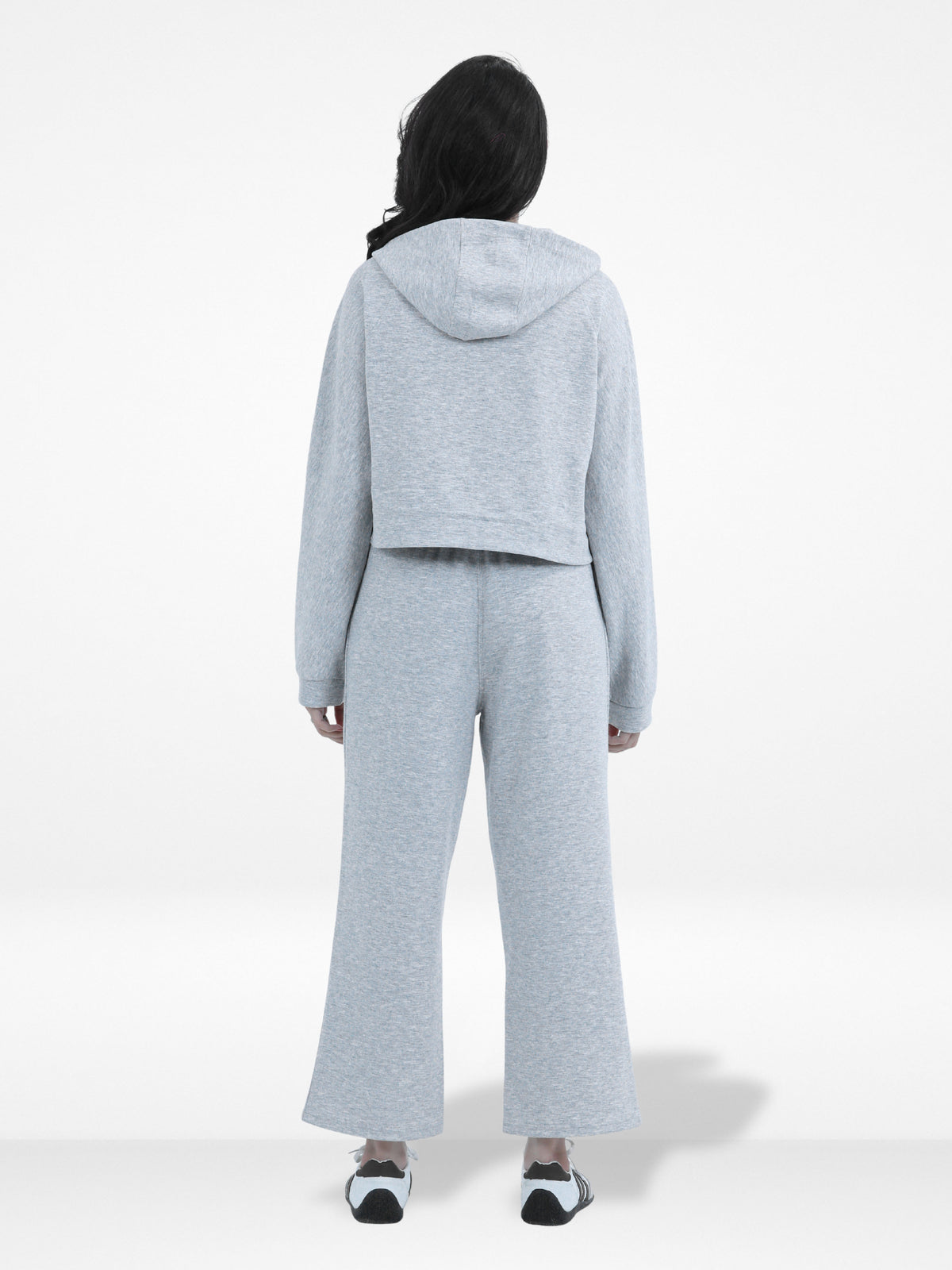 Women’s Crop Hoodie – Casual Solid Long Sleeve Zip-Up Sweatshirt with Drawstring Hood, Trendy Cropped Fit for Everyday Wear