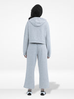 Women’s Crop Hoodie – Casual Solid Long Sleeve Zip-Up Sweatshirt with Drawstring Hood, Trendy Cropped Fit for Everyday Wear