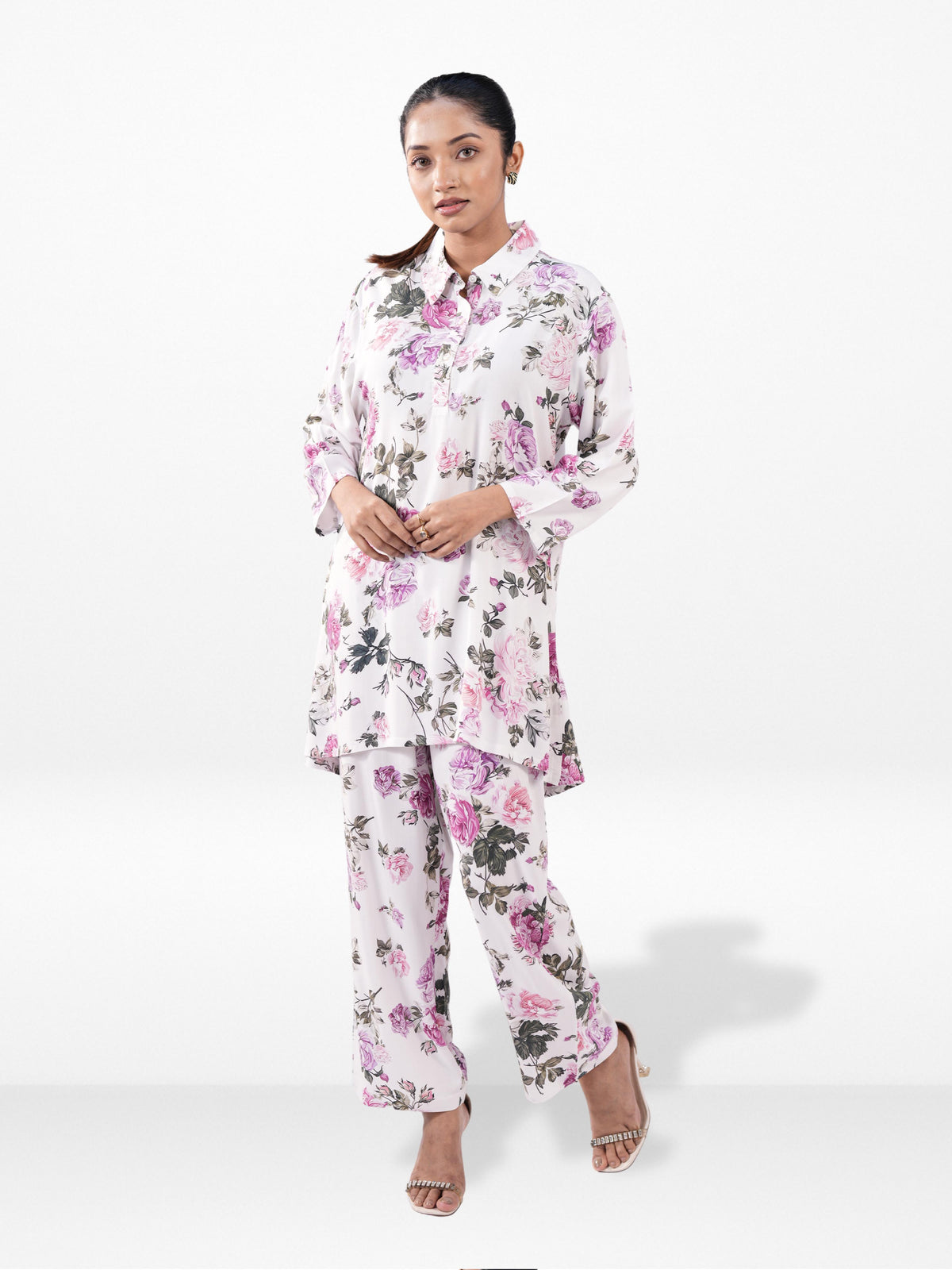 Women’s Floral Printed Co-Ord Set – Trendy 2 Piece Matching Top & Bottom Outfit