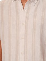 Men's Relaxed-Fit Full-Sleeve Casual Shirt Beige Stripes
