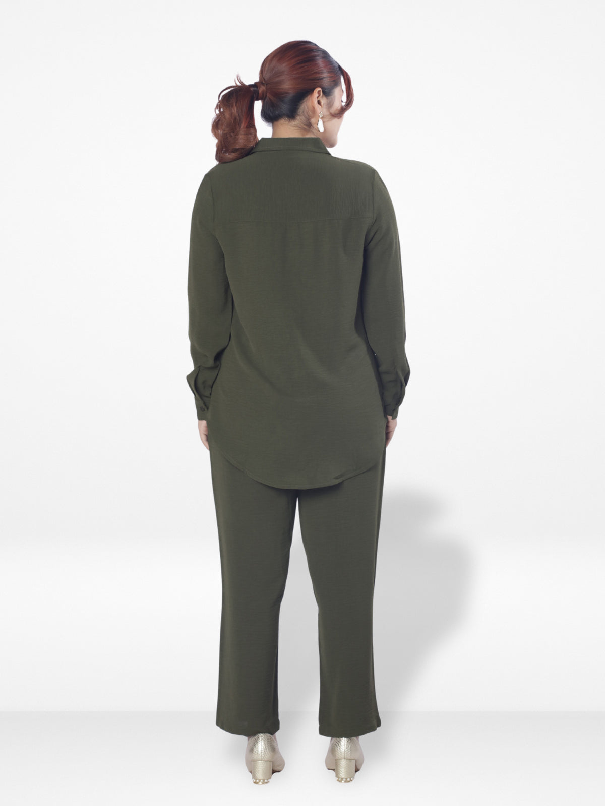 Women Solid Color Co-Ord Set| Long Sleeve| Olive
