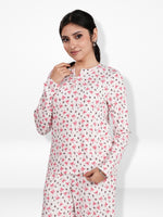 Women’s Henley Sleepwear Set – Long Sleeve Printed Pajama Top & Shorts | Soft Lightweight 2-Piece Nightwear