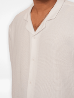 Men's Half-Sleeve Relaxed-Fit Casual Cuban Collar Shirt White