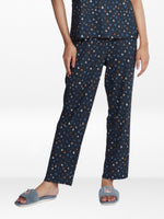 Women’s All Over Printed Lounge Pants | Soft Stretch Yummy Rib Fabric | Drawstring Waist Casual Sleepwear & Pajama Trousers - Navy