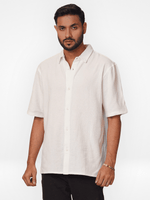Men's Relaxed-Fit Half-Sleeve Casual Shirt White
