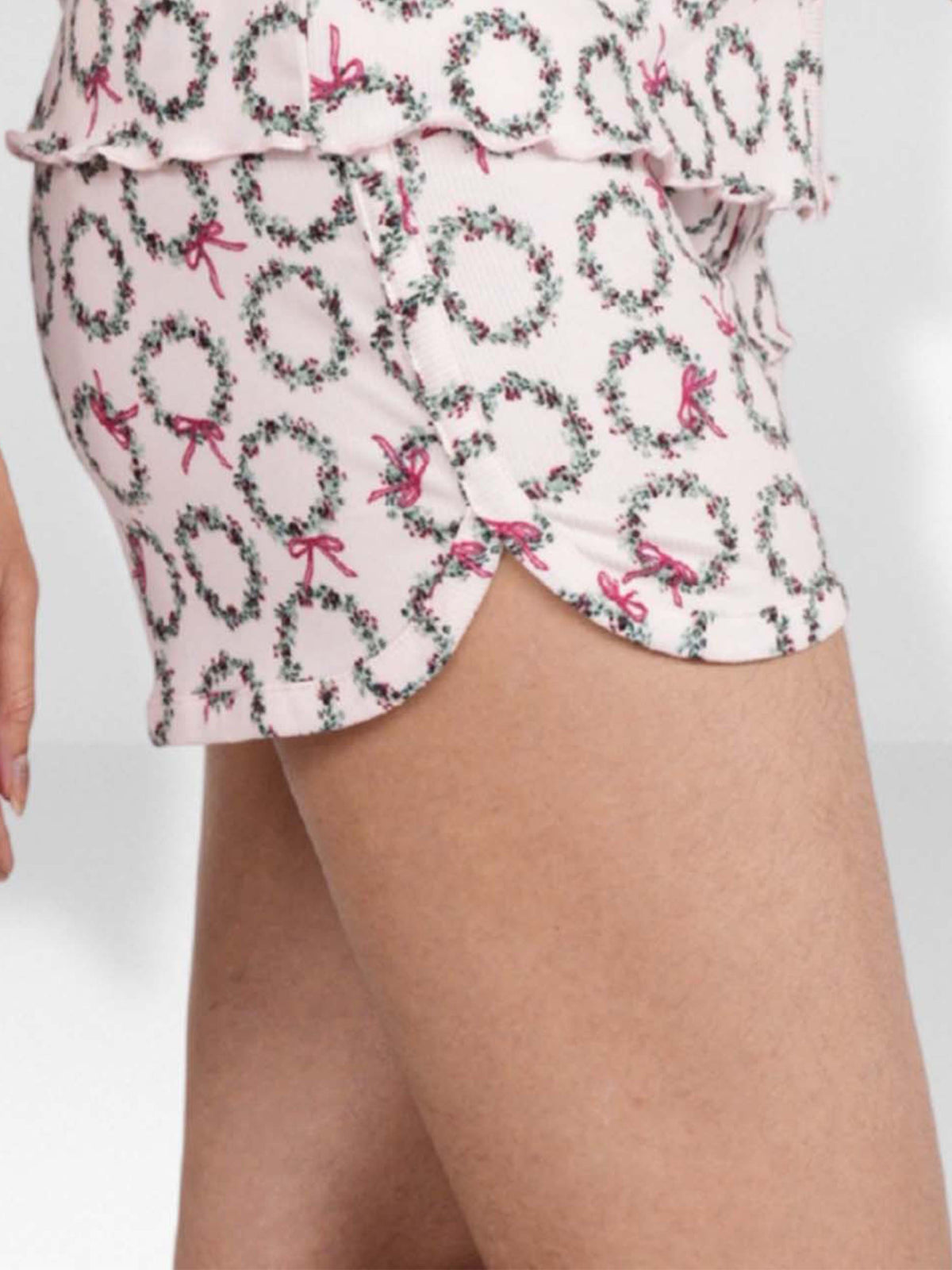 Women’s Printed Pajama Shorts | Soft & Stretchy Sleepwear Shorts | Elastic Waist Lounge Shorts | Yummy Rib Fabric - Blushing Bride