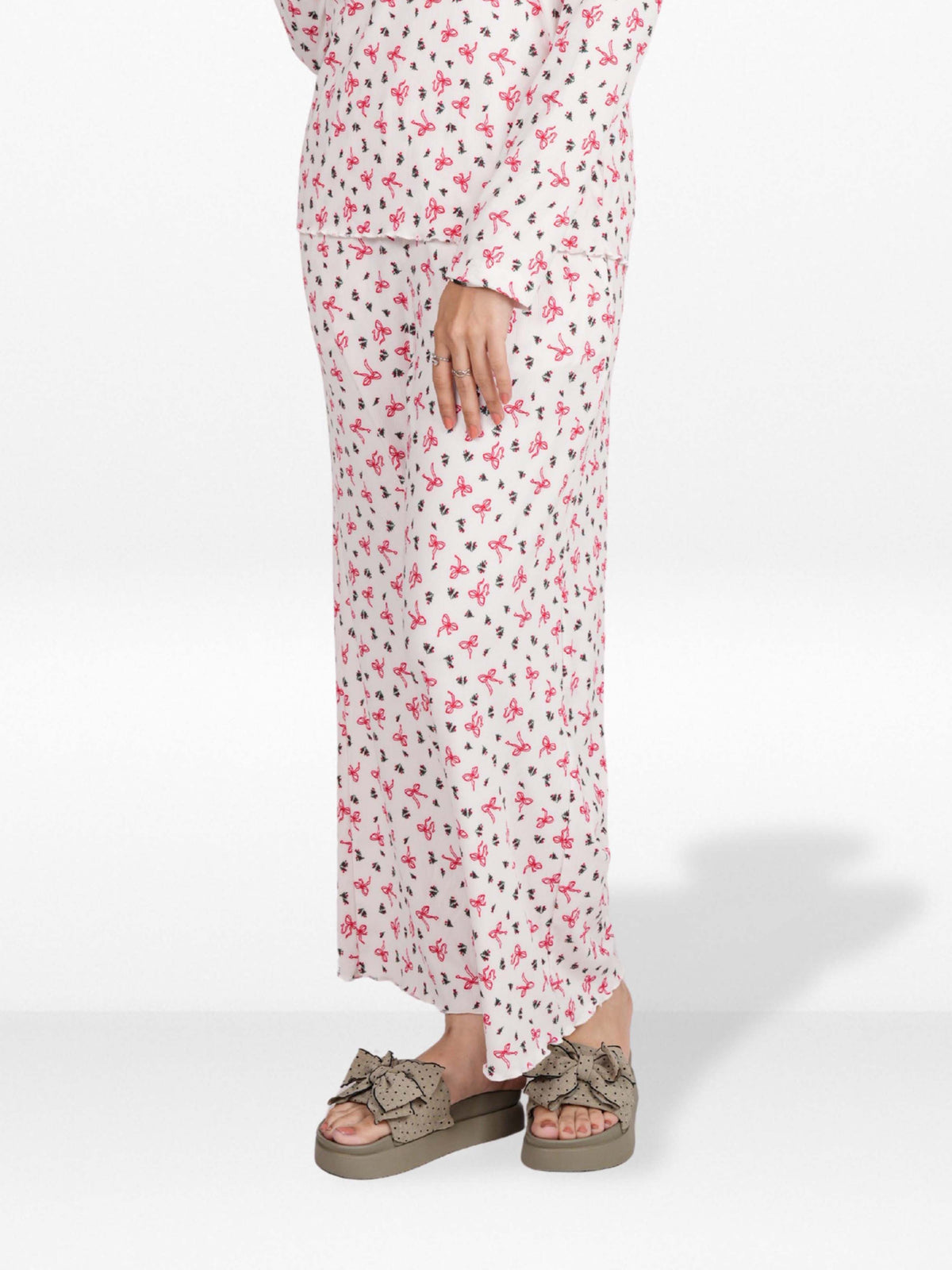 Women's Floral Printed Wide Leg Pants – Soft Yummy Rib Casual Trousers