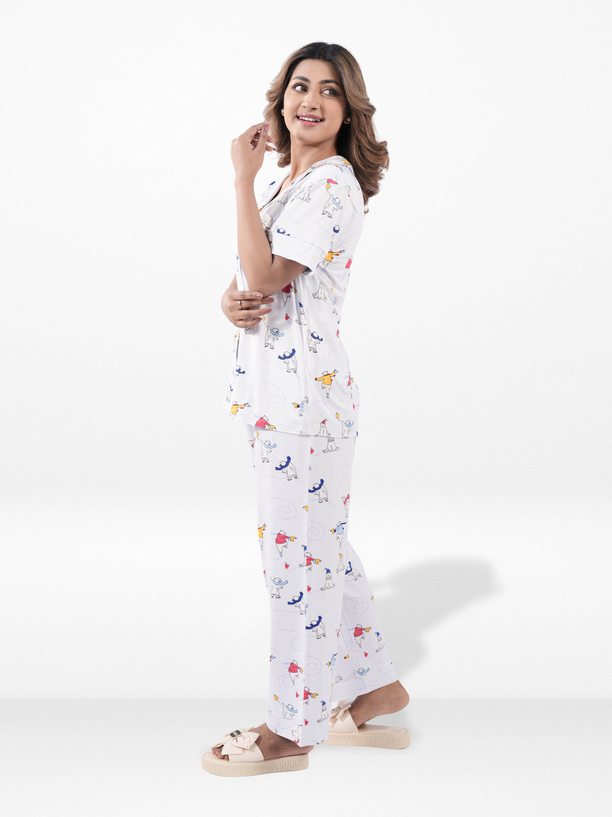 Women’s Printed Night Suit Set – Shirt & Pyjama | Soft Nightwear Dress, 2 Piece Sleepwear for Women, Comfortable Loungewear