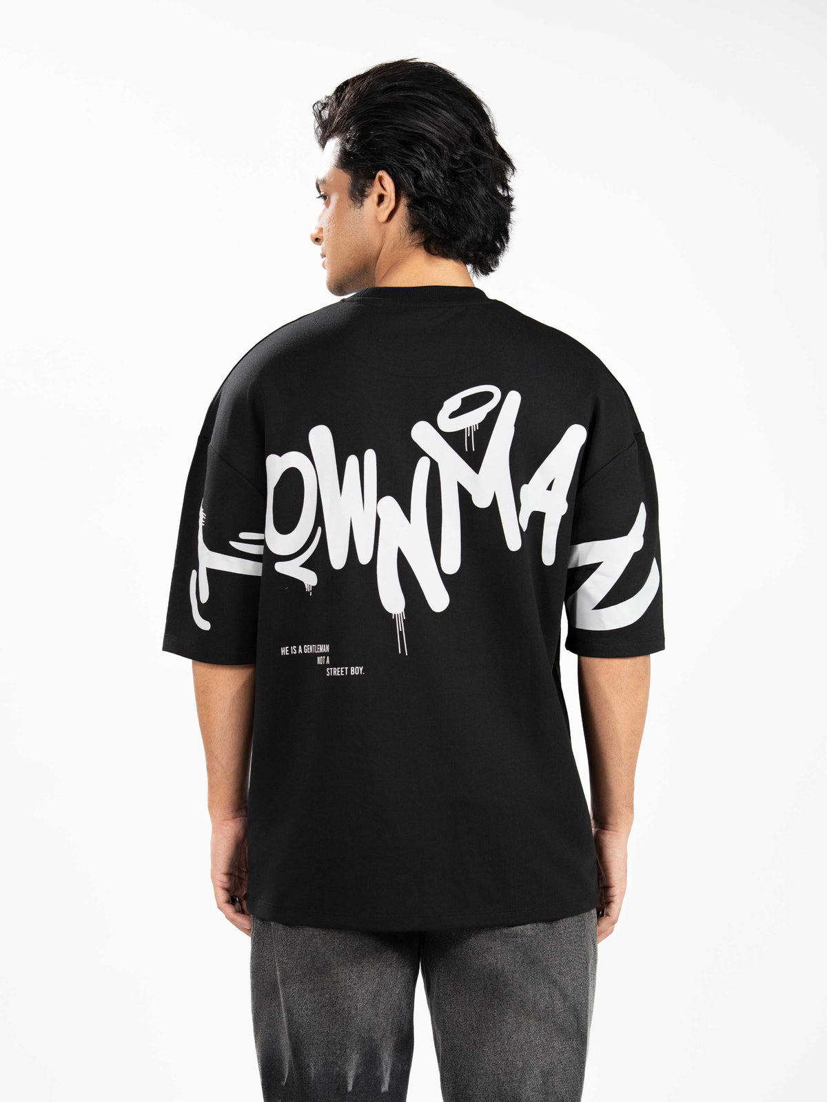 Men’s Oversized Drop Shoulder Graphic T-Shirt – Short Sleeve Crew Neck Tee | Casual Streetwear Top with Front & Back Print