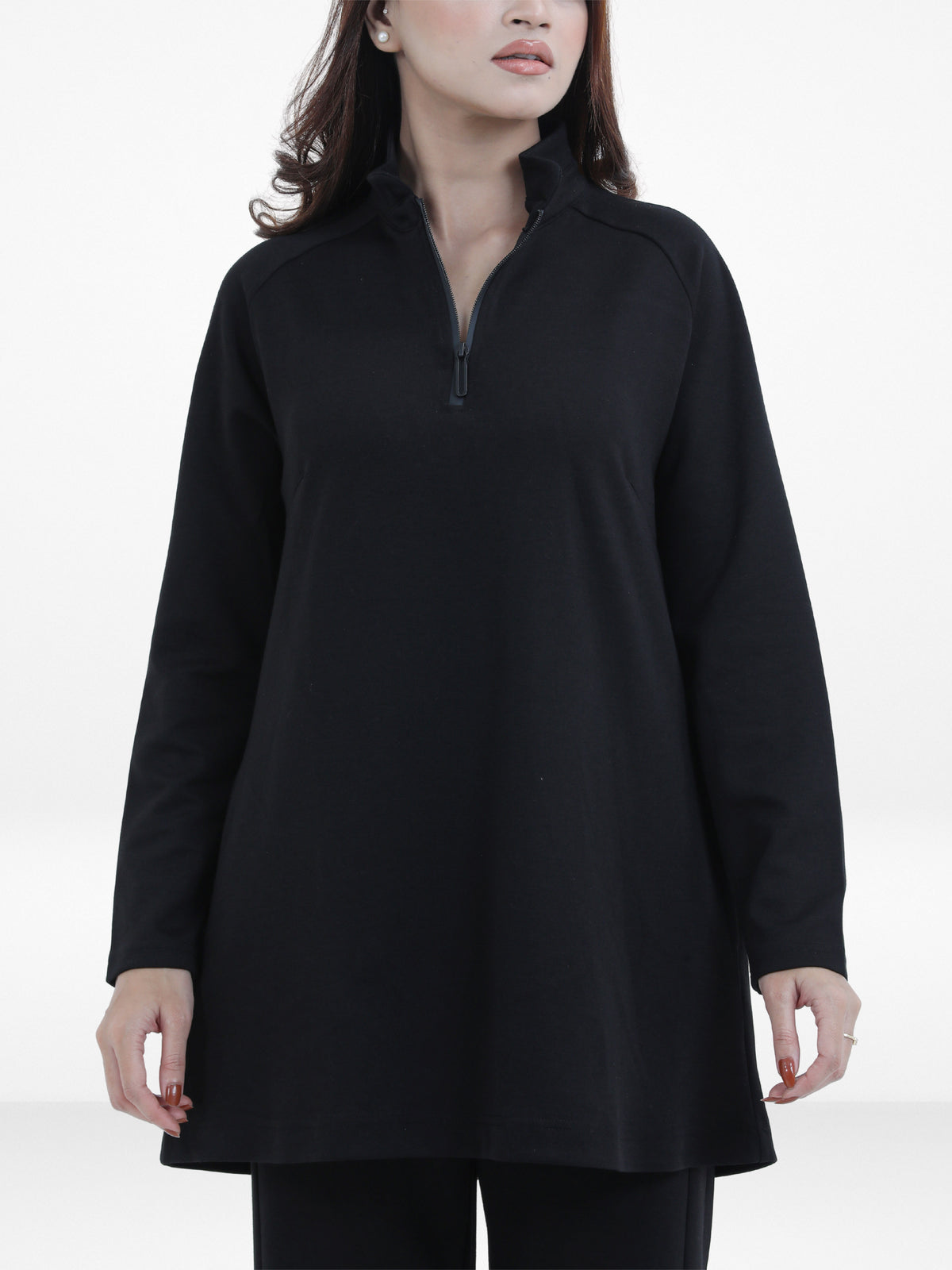 Women’s High Neck Half Zip Pullover Sweatshirt – Long Sleeve  Top | Trendy Relaxed Fit , Hoodie for Casual & Athleisure Wear